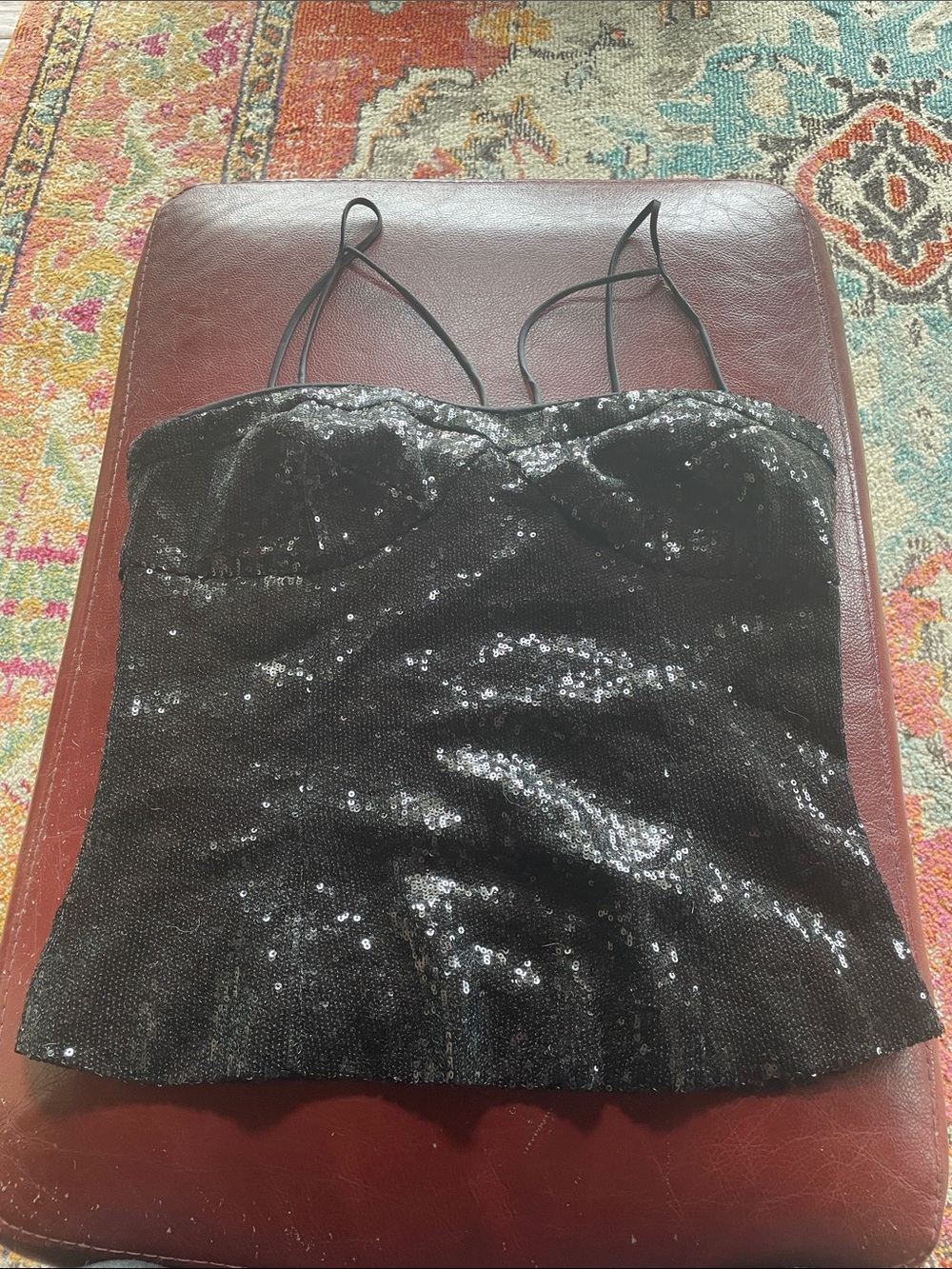 Stunning TWENTY-One Black Sequin Spaghetti-Strap Camisole, Size M